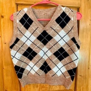 Argyle Pullover Vest Clueless Academia School Girl Old Money Vibes Size Small